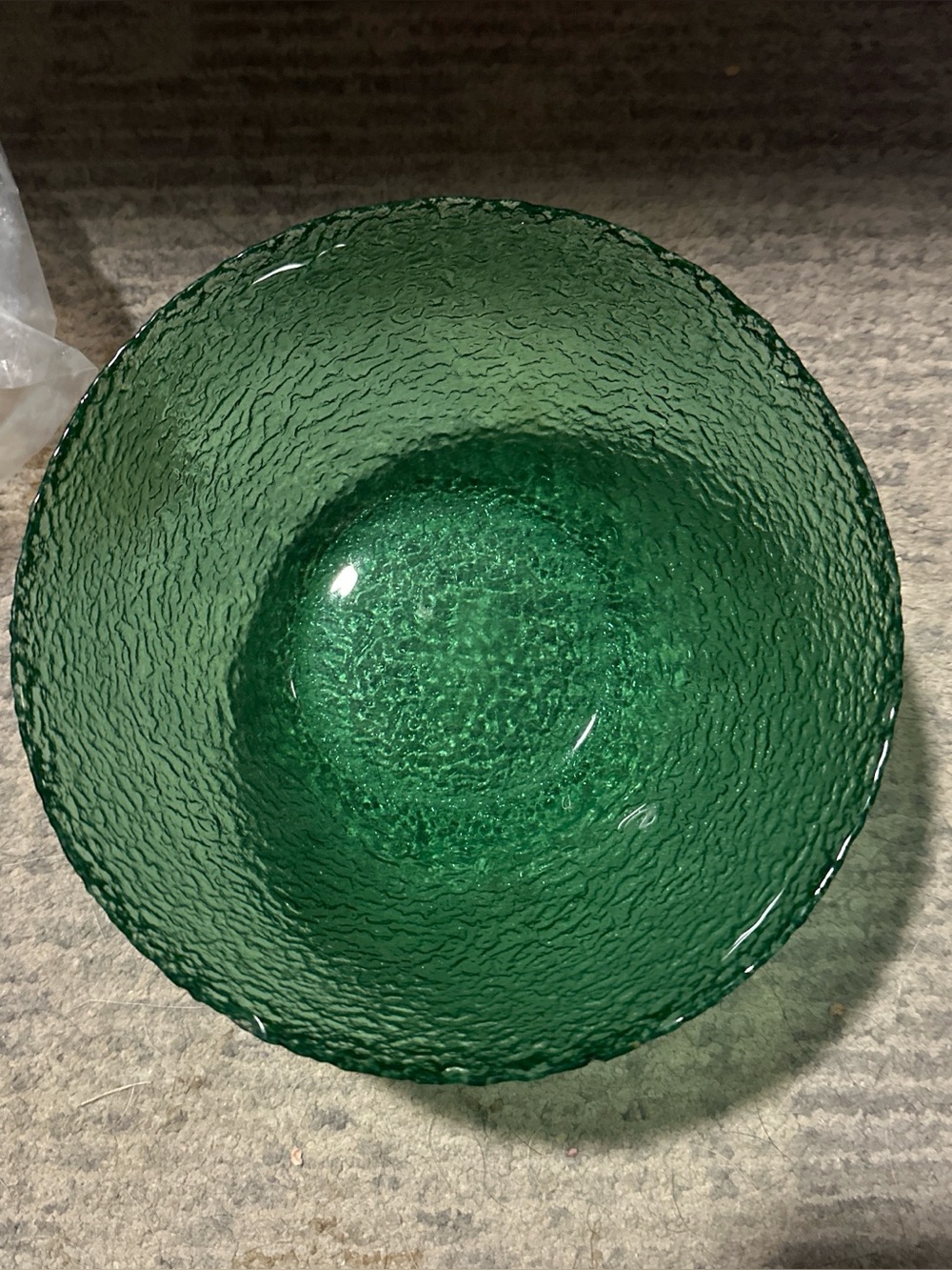 Green Textured Glass Dinnerware Bowl